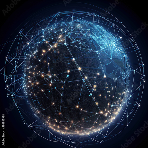 globe with connections everywhere created using generative AI technology photo