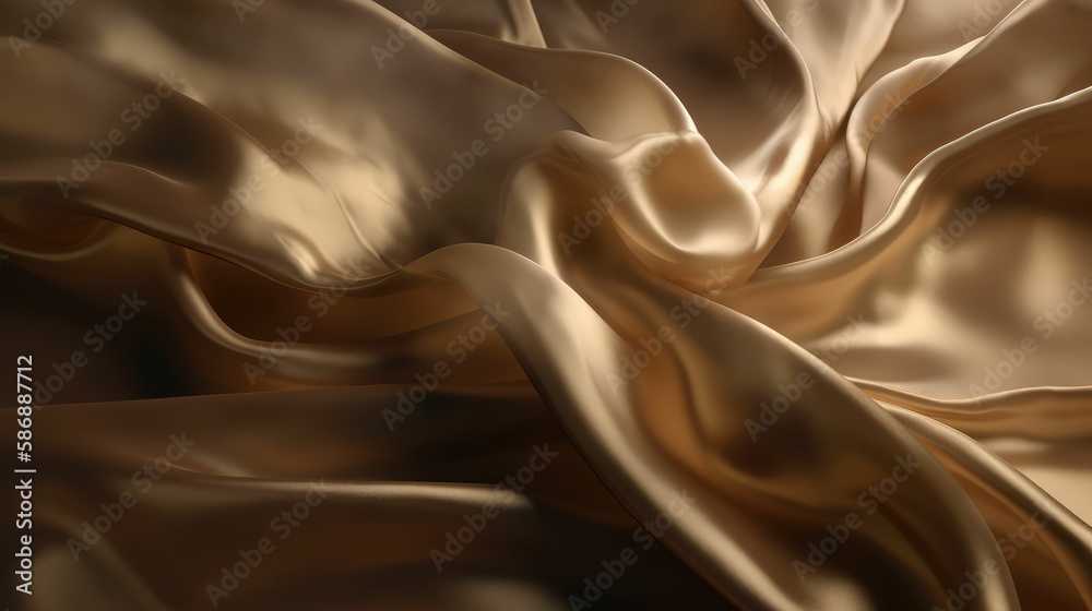 Fototapeta premium silk golden abstract fabric background, generative AI