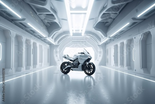 Futuristic motorcycle concept design, image by generative AI photo