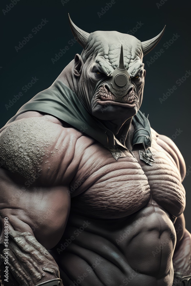 bodybuilder rhinoceros, generative AI bodybuilder rhinoceros, generative AI