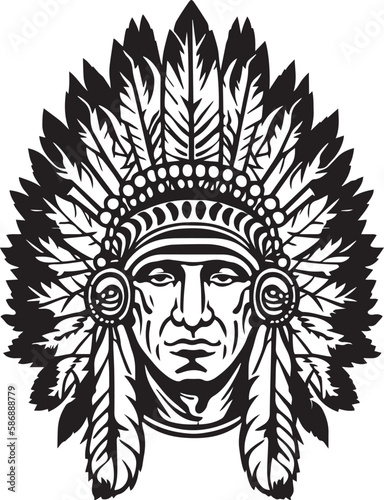 American Indian Vector illustration, Isolated on the white background 