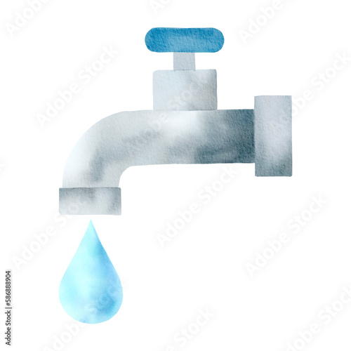 water tap with water drops