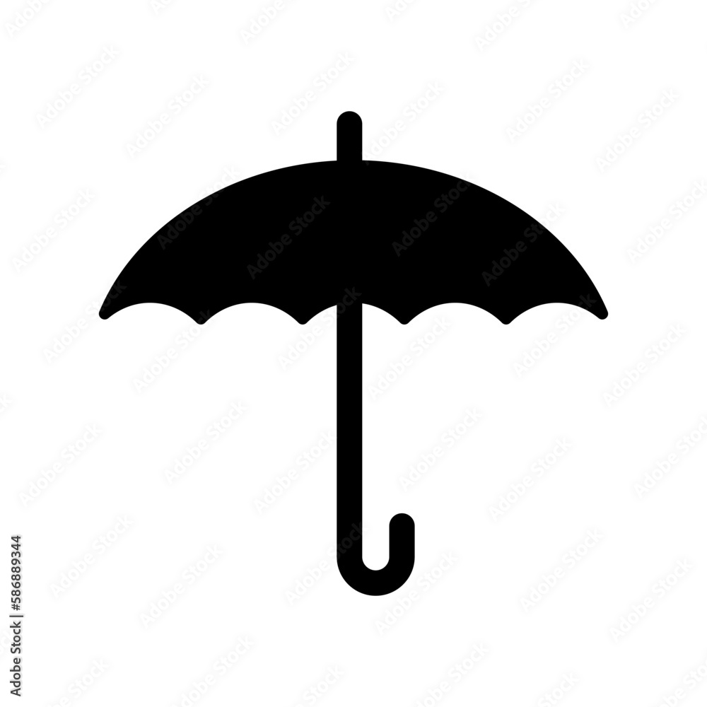 Open umbrella silhouette icon. Rainy weather. Vector. Open umbrella silhouette icon. Rainy weather. Vector.
