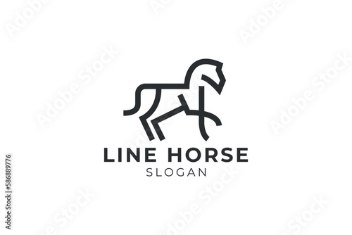 Running horse logo design template vector Illustration.