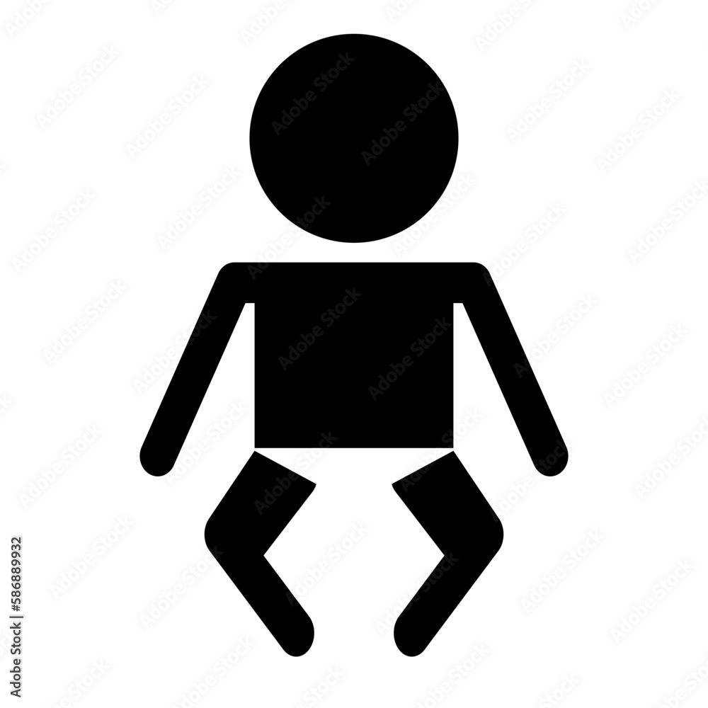 Baby wearing diaper silhouette icon. Changing diaper of infant. Vector