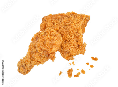Fried chicken with crumbs isolated on transparent background. PNG