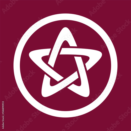 Vector symbol five-pointed intertwined star. Frayed edges. 