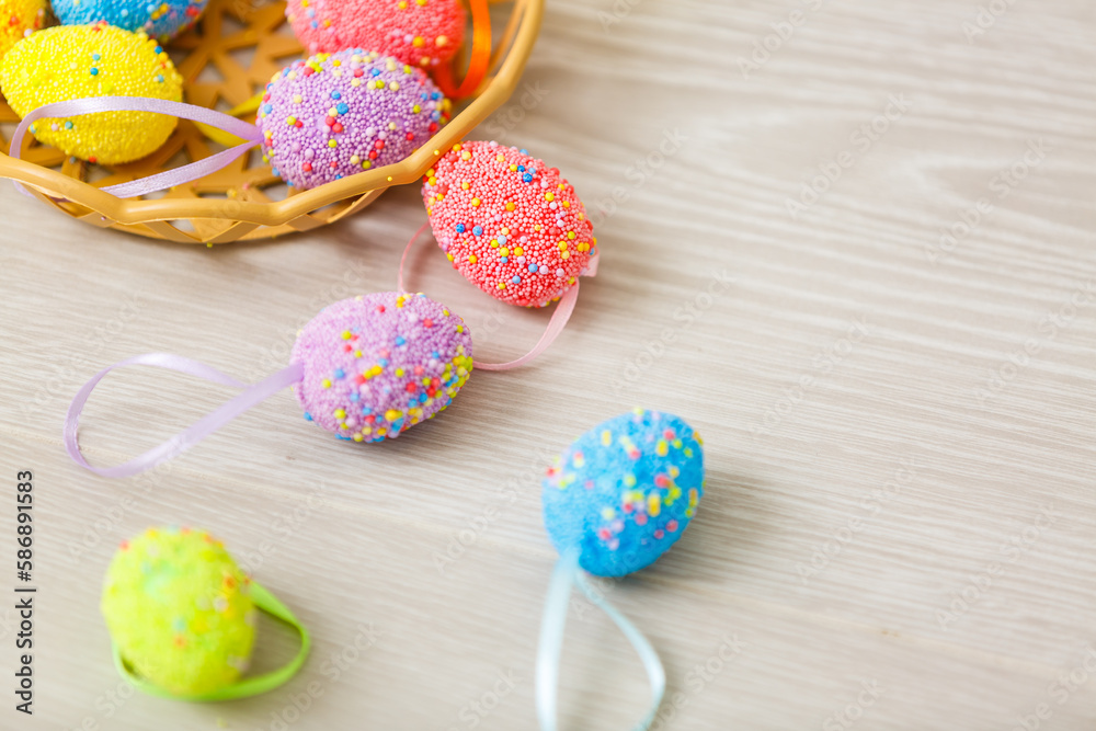 Easter eggs painted in pastel colors on a white background. Easter eggs painted in pastel colors on a white background.