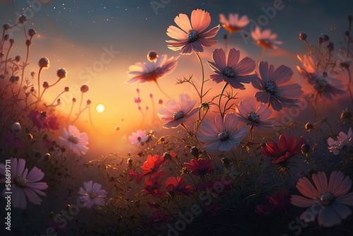 Beautiful pink flowers.The beauty of nature. Generative AI