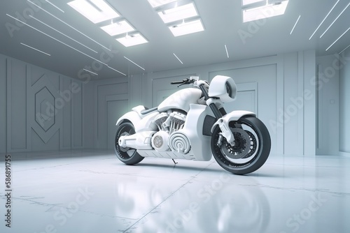 Futuristic motorcycle concept design, image by generative AI photo