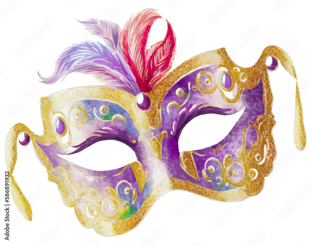 mardi gras carnival mask watercolor