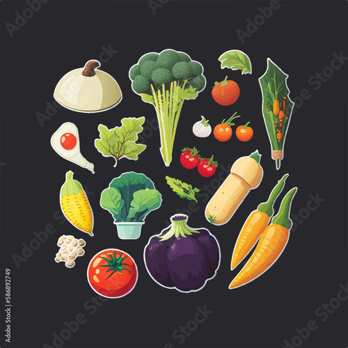 Vector set of vegetables with a pastel color palette, giving a soft and dreamy feel