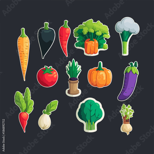 Minimalist vegetable collection in a monochromatic color scheme, with clean and simple lines photo