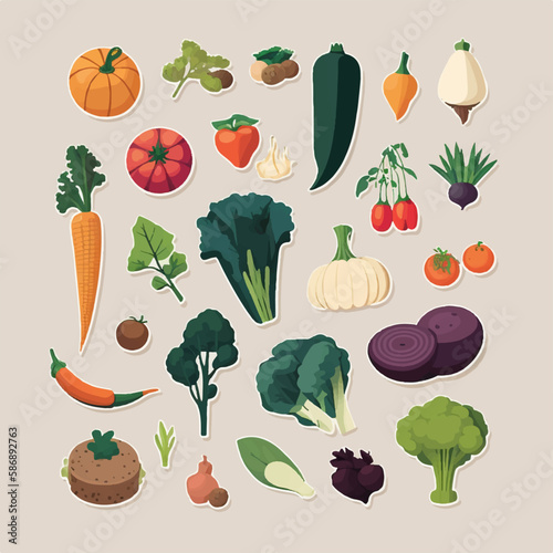 Vector collection of vegetables with an isolated background, great for versatile designs