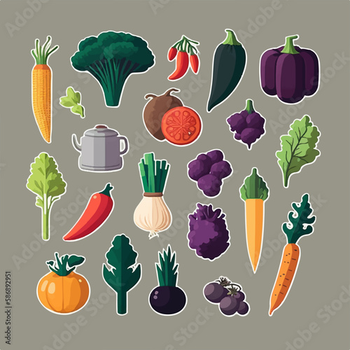 Realistic vegetable set with detailed illustrations in vector format photo