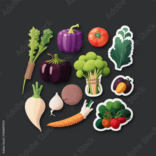 Vector illustration of a vegetable set with a bright color scheme photo