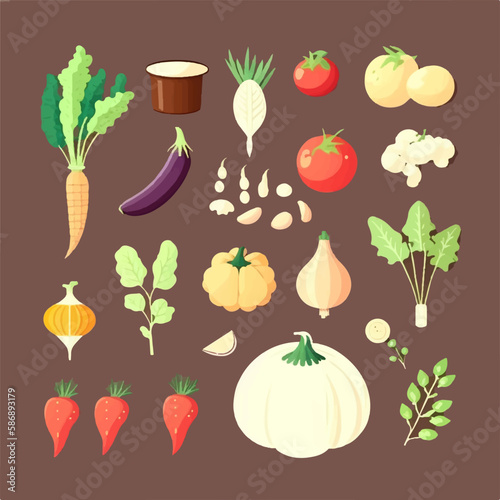 Collection of vegetable icons with a retro and vintage look  perfect for nostalgic designs