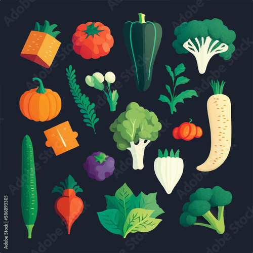 Cartoon vegetable collection that adds a fun and playful element to any design photo