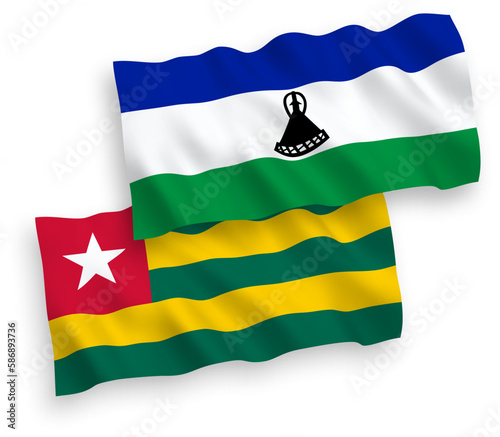 Flags of Togolese Republic and Lesotho on a white background