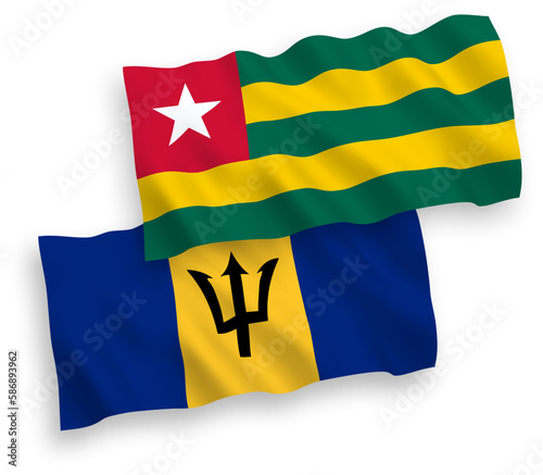 Flags of Togolese Republic and Barbados on a white background