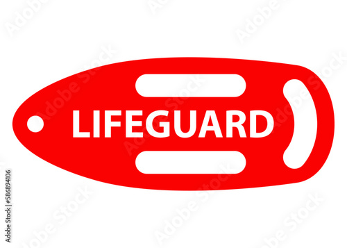 Logo salvamento. Icono plano aislado silueta de baliza salvavidas con palabra Lifeguard	