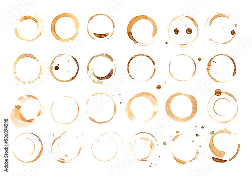 Coffee Stain Isolated, Coffe Stamp, Brown Drink Round Mark, Splash, Spill, Texture