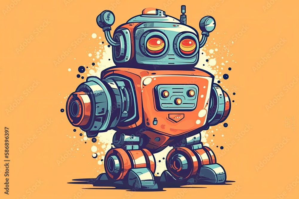 futuristic robot hovering in mid-air. Generative AI futuristic robot hovering in mid-air. Generative AI