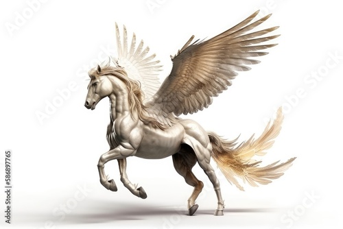 majestic winged horse soaring through the sky. Generative AI
