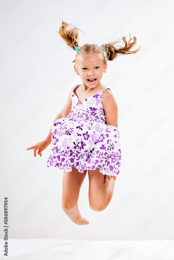 Cheerful Little Girl Jumping Cheerful Little Girl Jumping