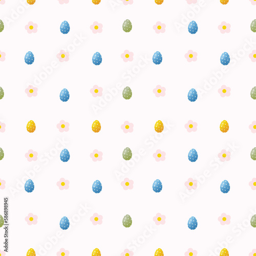 Easter seamless pattern with flower and eggs