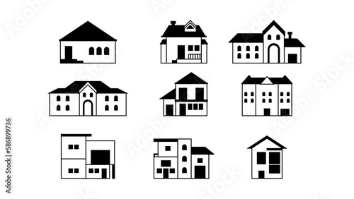 cottage house buildings set...