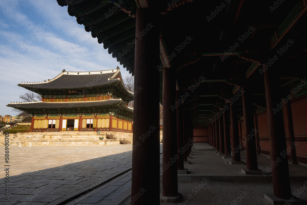 Changdeokgung Palace and Injeong-jeon in Seoul during winter morning at Jongno , Seoul South Korea : 3 February 2023 Changdeokgung Palace and Injeong-jeon in Seoul during winter morning at Jongno , Seoul South Korea : 3 February 2023