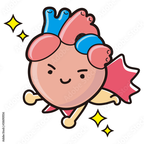 かわいい心臓のヒーローキャラクター
