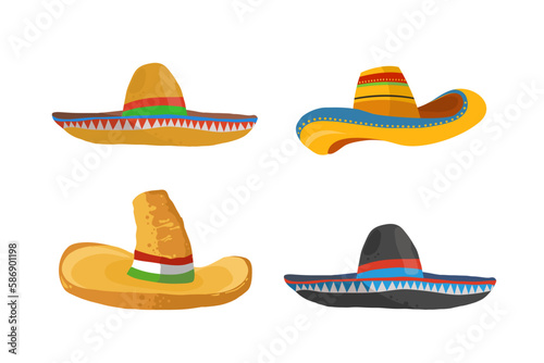 Sombreros collection. Sombrero vector illustration set. Mexican hats.
