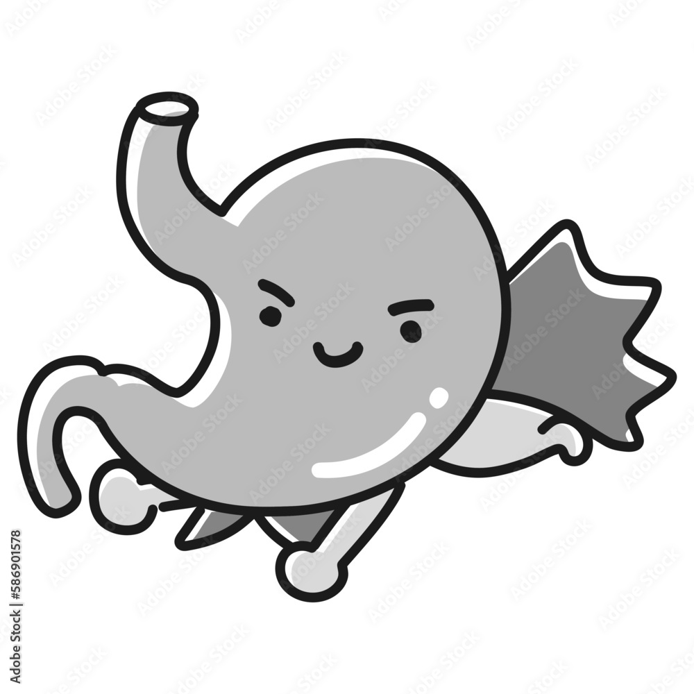 Obraz premium 胃のヒーローキャラクター(白黒)