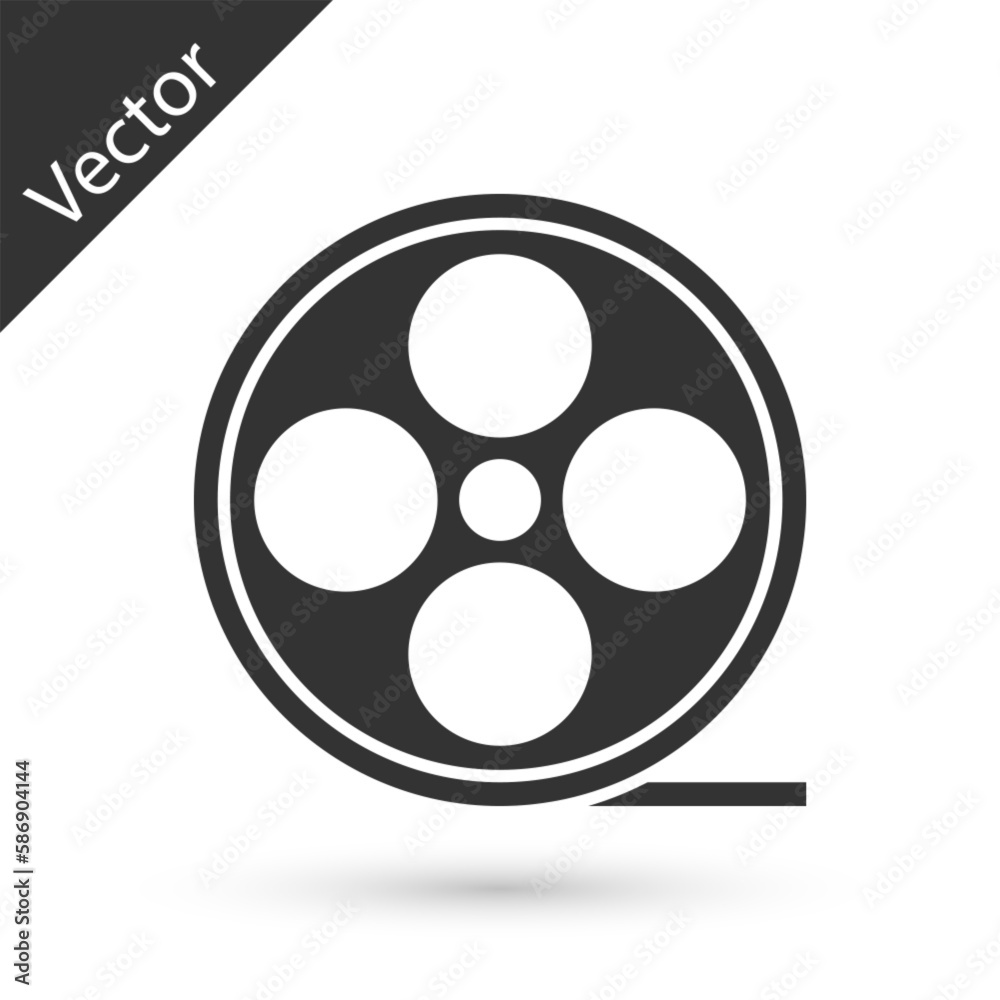 Grey Film reel icon isolated on white background. Vector