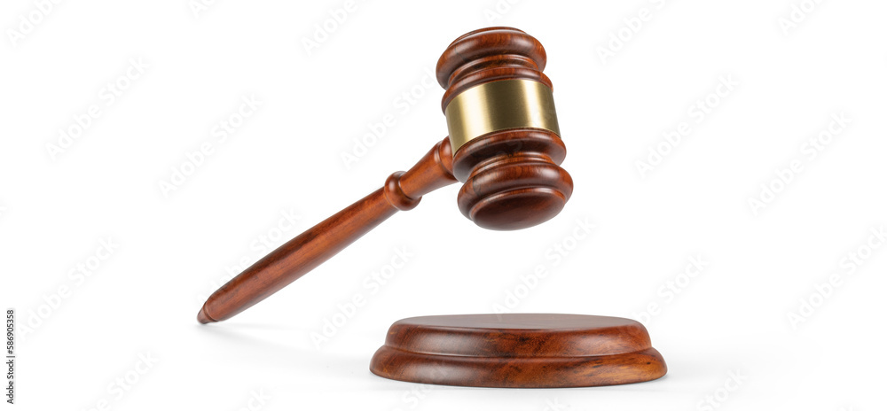 Judge's gavel hammer for adjudication isolated on white background. wooden auction hammer with a wooden stand. law and justice concept. Judge's gavel hammer for adjudication isolated on white background. wooden auction hammer with a wooden stand. law and justice concept.