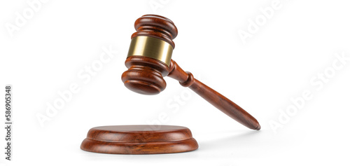 Fotografie Judge's gavel hammer for adjudication isolated on white background
