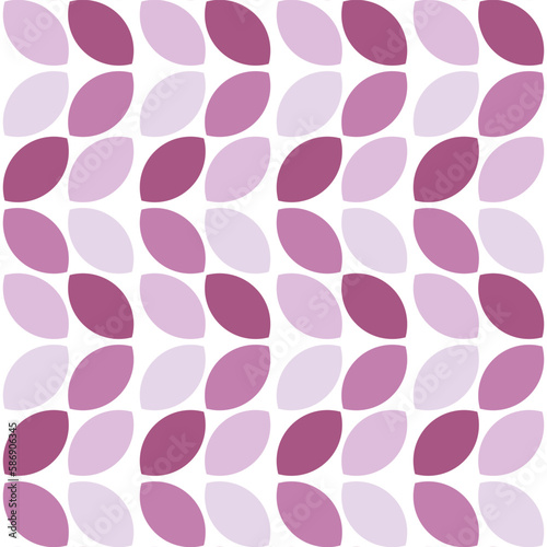 Modern minimalistic geometric seamless pattern, rounded shapes, leaves in pink color scheme on a white background