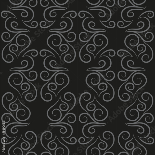 Seamless pattern, light linear pattern, monogram on a dark background. Design for banner, leaflet, print, poster, wallpaper, fabric. Abstract geometry.
