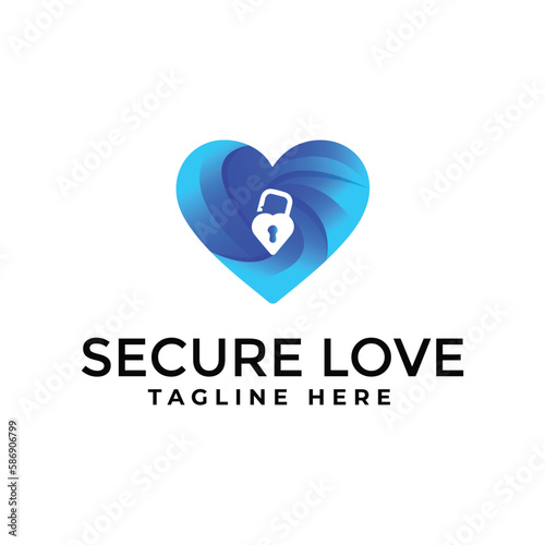 Vector lock love logo template design 