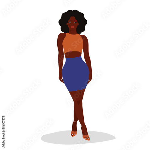 Stylish black woman in elegant art style vector