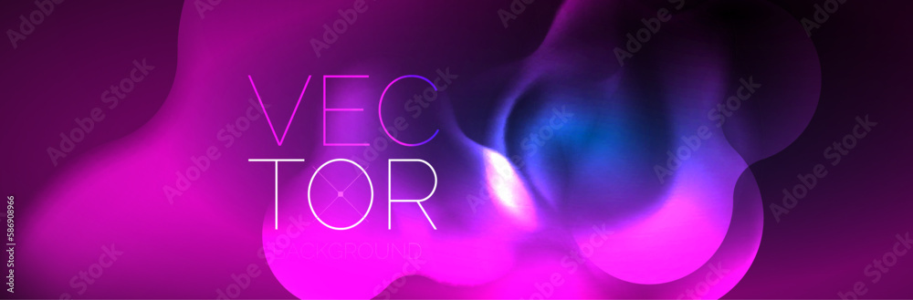 Glowing neon lights abstract shapes composition. Magic energy concept. Template for wallpaper, banner, background or landing Glowing neon lights abstract shapes composition. Magic energy concept. Template for wallpaper, banner, background or landing