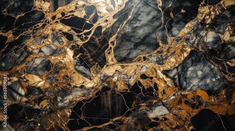 Luxurious marble texture with gold flecks. Generative AI