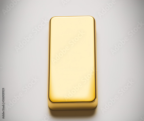 Gold ingot isolated on white background, AI Generate