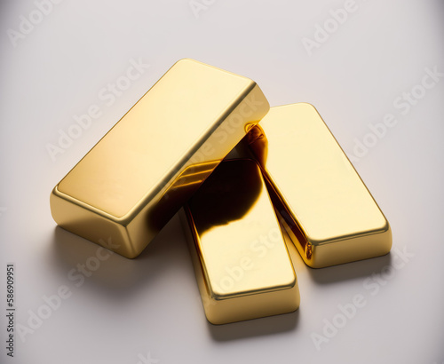 Set of gold bar isolated on white background, AI Generate