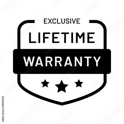 Exclusive Lifetime warranty black vector icon