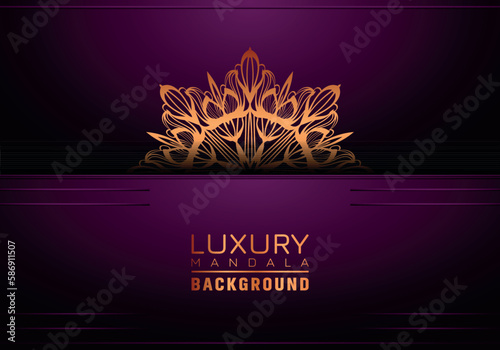 Luxury Mandala Ornamental Background Design With Golden Arabesque Pattern Style. Decorative Mandala Ornament For Print, Brochure, Banner, Cover, Poster, Invitation Card