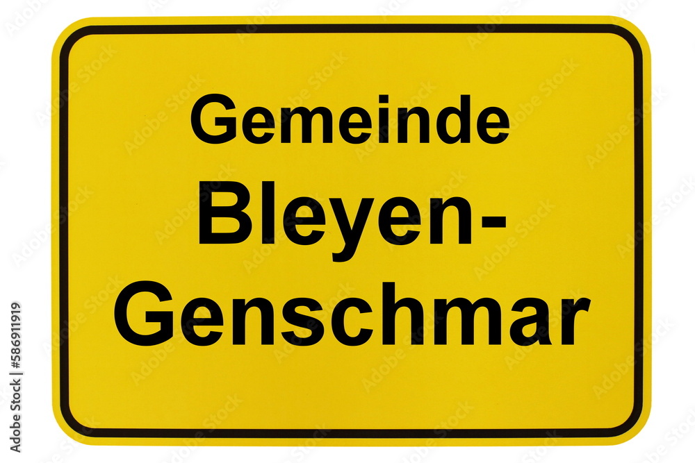 Illustration eines Ortsschildes der Gemeinde Bleyen-Genschmar in Brandenburg Illustration eines Ortsschildes der Gemeinde Bleyen-Genschmar in Brandenburg