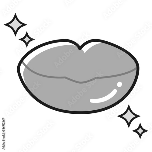 潤ったくちびるのイラスト(白黒)